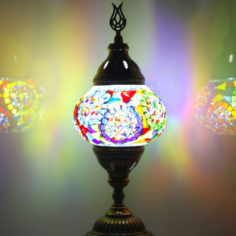 Moroccan Multicolor Circles Turkish Mosaic Bedside Lamp