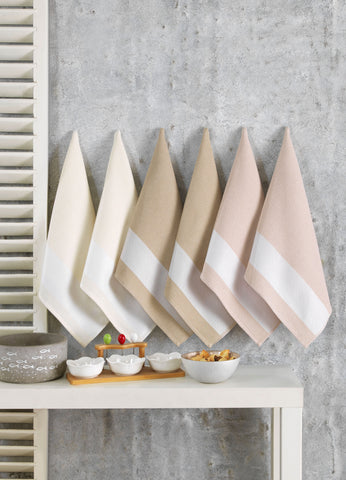 Arctic & Taupe Kitchen Towels, Dish Cotton Towel - Set of 6