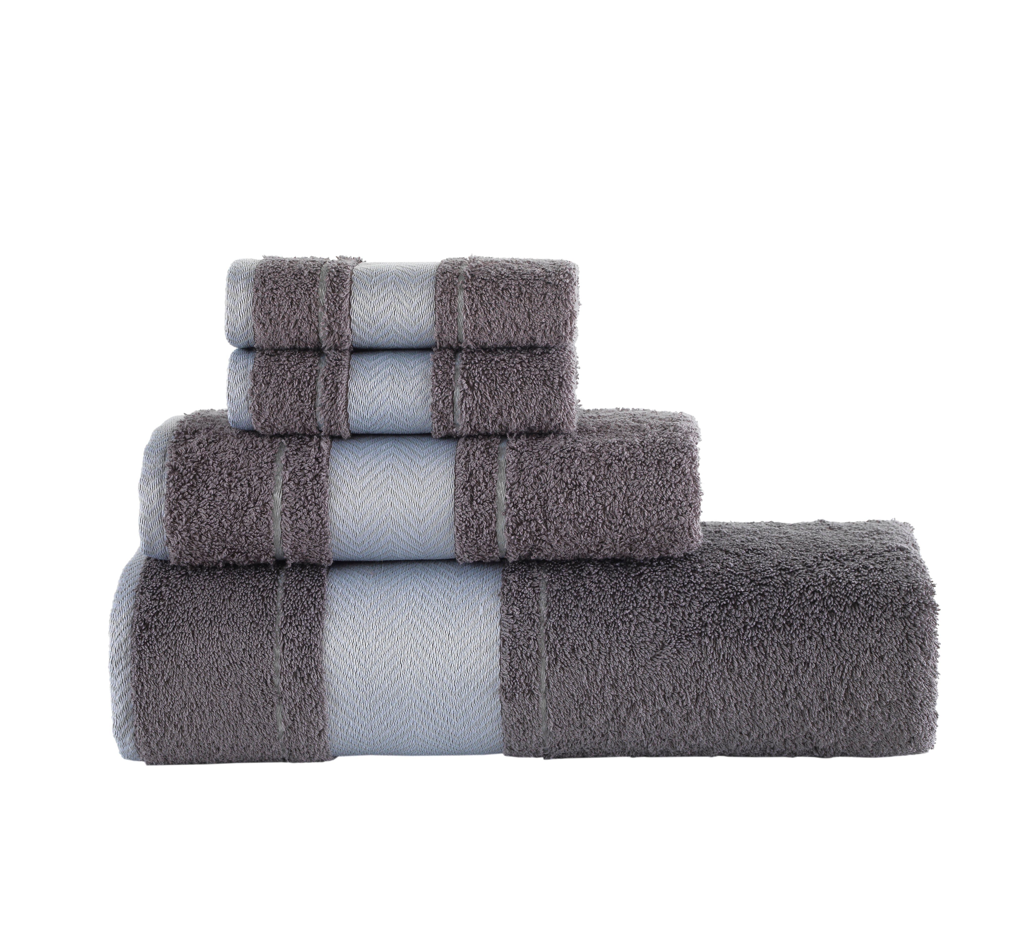 Fishbone Bath Towel, Cotton Turkish Towels - Set of 4