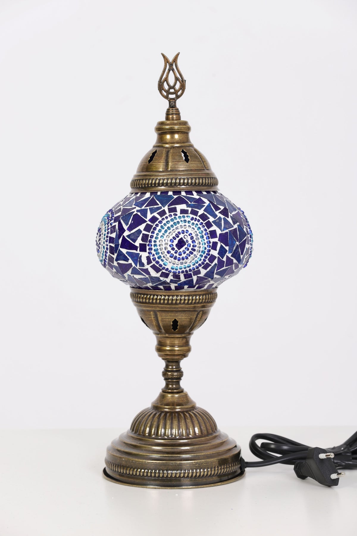 Moroccan Blue Center Circle Turkish Mosaic Bedside Lamp