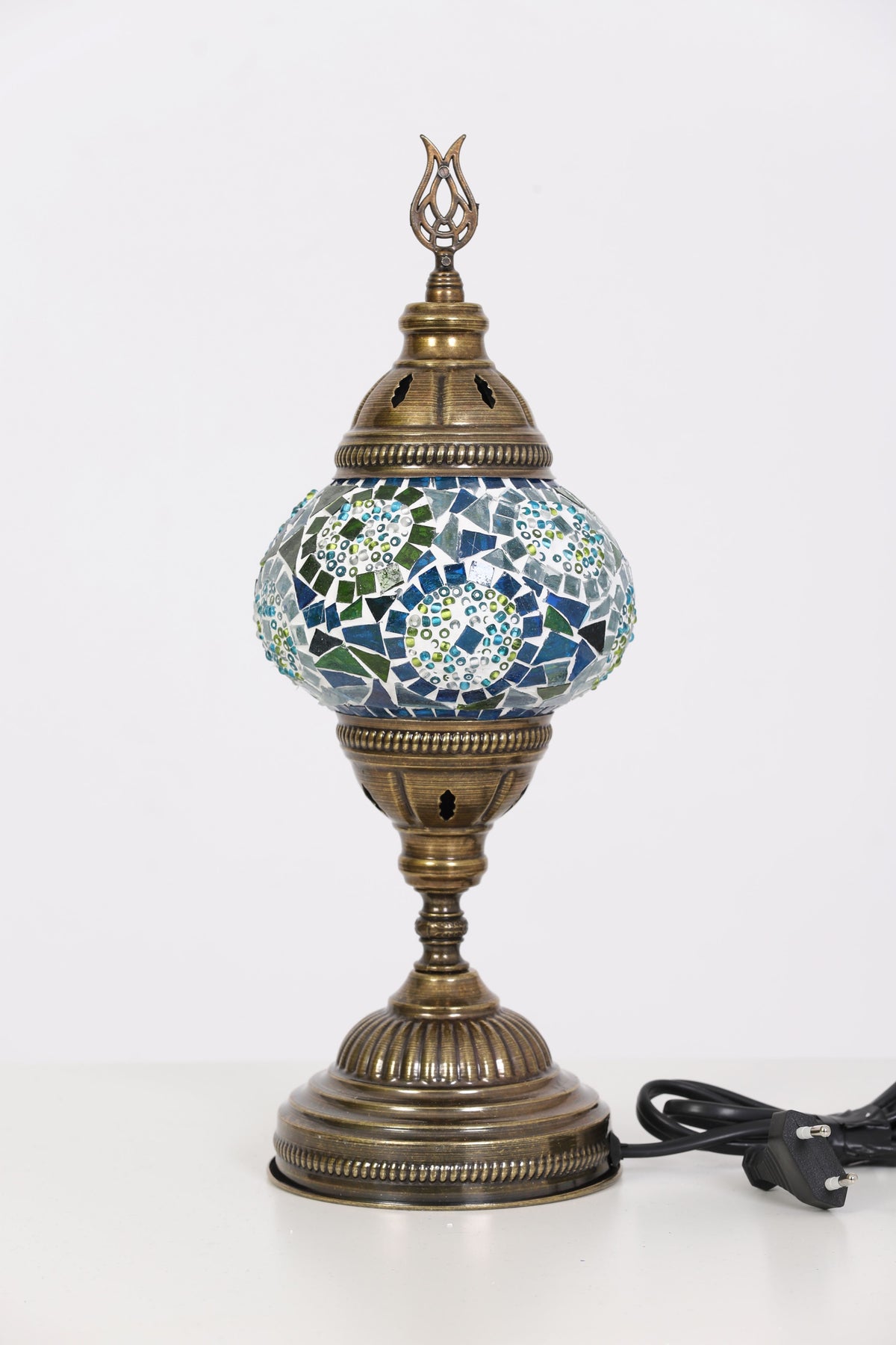 Turquoise Circles Turkish Mosaic Bedside Lamp