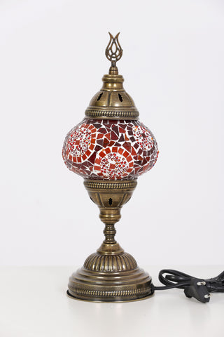 Red Separated Circles Turkish Mosaic Bedside Lamp