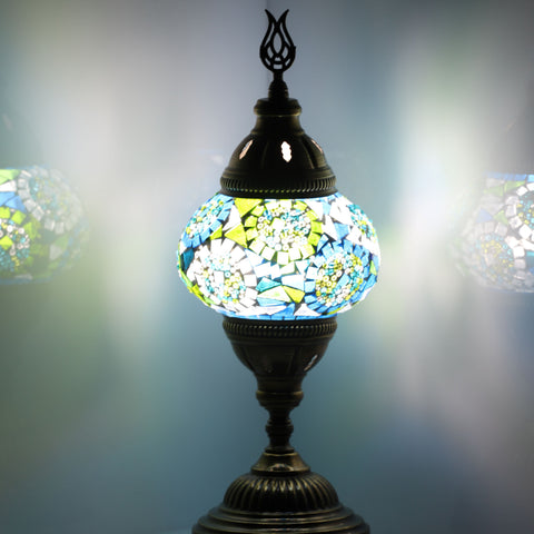 Turquoise Circles Turkish Mosaic Bedside Lamp