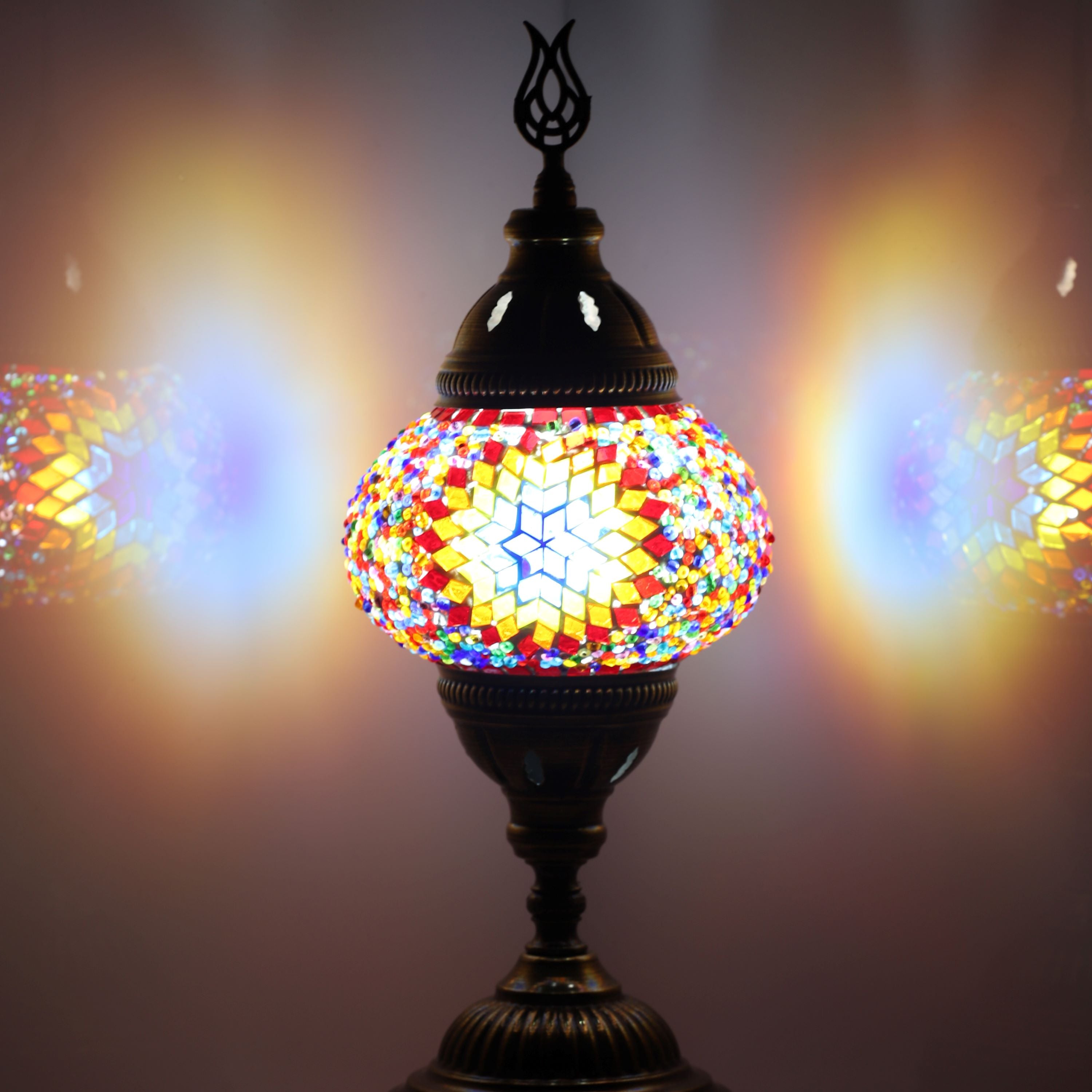 Multicolor Center Large Turkish Mosaic Bedside Lamp