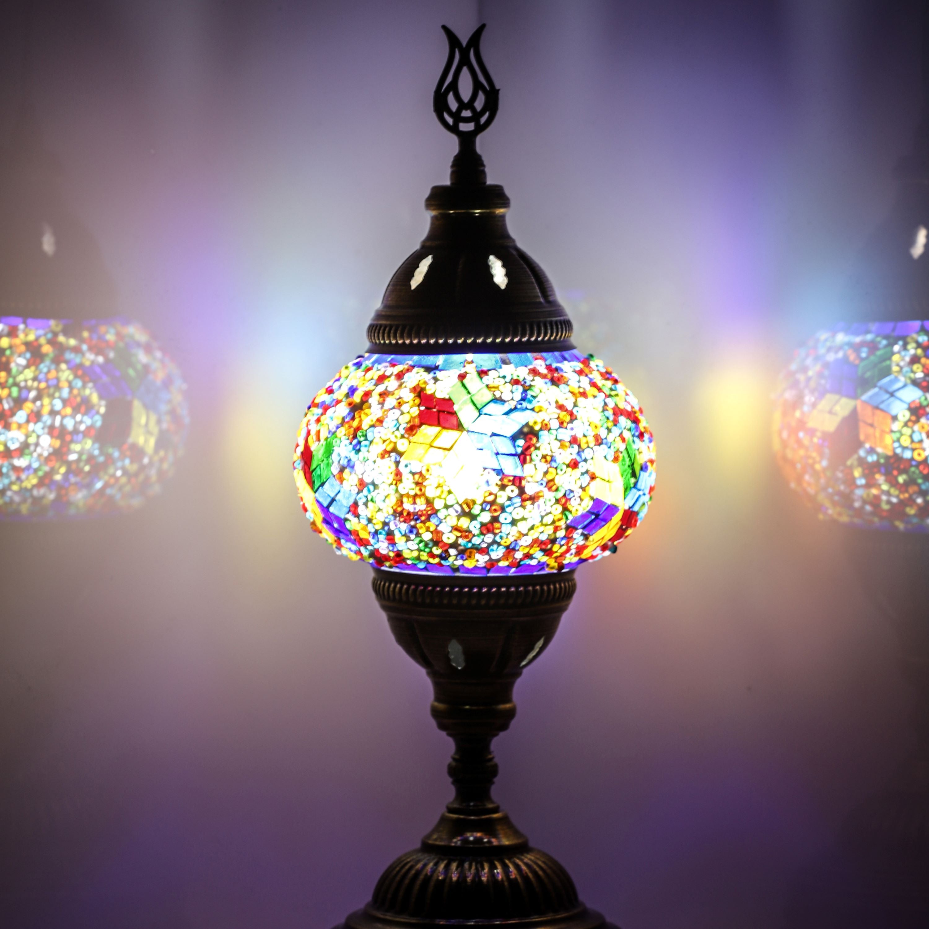 Multicolor Flowers Turkish Mosaic Bedside Lamp