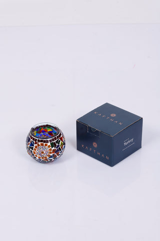 Multicolor & White Circle Mosaic Candle Holder