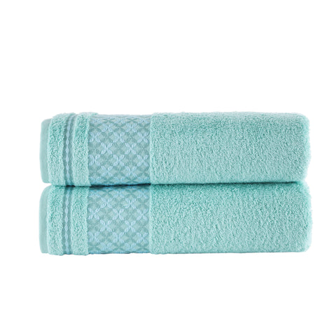 Plaid Bath Towel, Cotton Turkish Towels - Set of 2