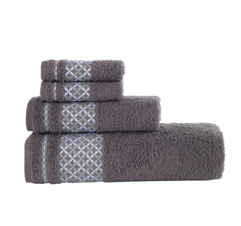 Plaid Bath Towel, Cotton Turkish Towels - Set of 4