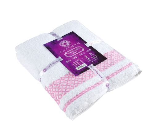 Plaid Bath Towel, Cotton Turkish Towels - Set of 4