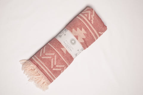 Aztec Red Turkish Towels [Bath & Beach Towel, Picnic Blanket] Premium Cotton Turkish Beach Towel - Lightweight Turkish Bath Towel - KAFTHAN