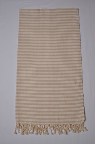 Calista Beige Turkish Bath Towels - Premium Cotton Turkish Beach Towel - Lightweight Turkish Picnic Blanket - KAFTHAN