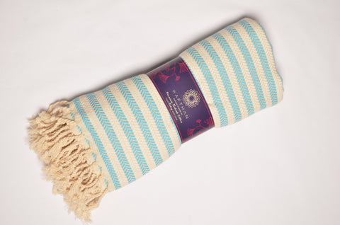 Calista Blue Turkish Bath Towels - Premium Cotton Turkish Beach Towel - Lightweight Turkish Picnic Blanket - KAFTHAN