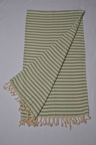 Calista Green Turkish Bath Towels - Premium Cotton Turkish Beach Towel - Lightweight Turkish Picnic Blanket - KAFTHAN