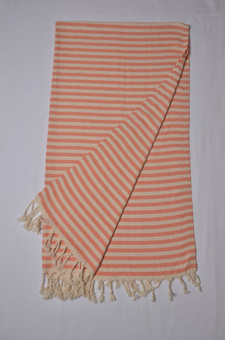 Calista Orange Turkish Bath Towels - Premium Cotton Turkish Beach Towel - Lightweight Turkish Picnic Blanket - KAFTHAN