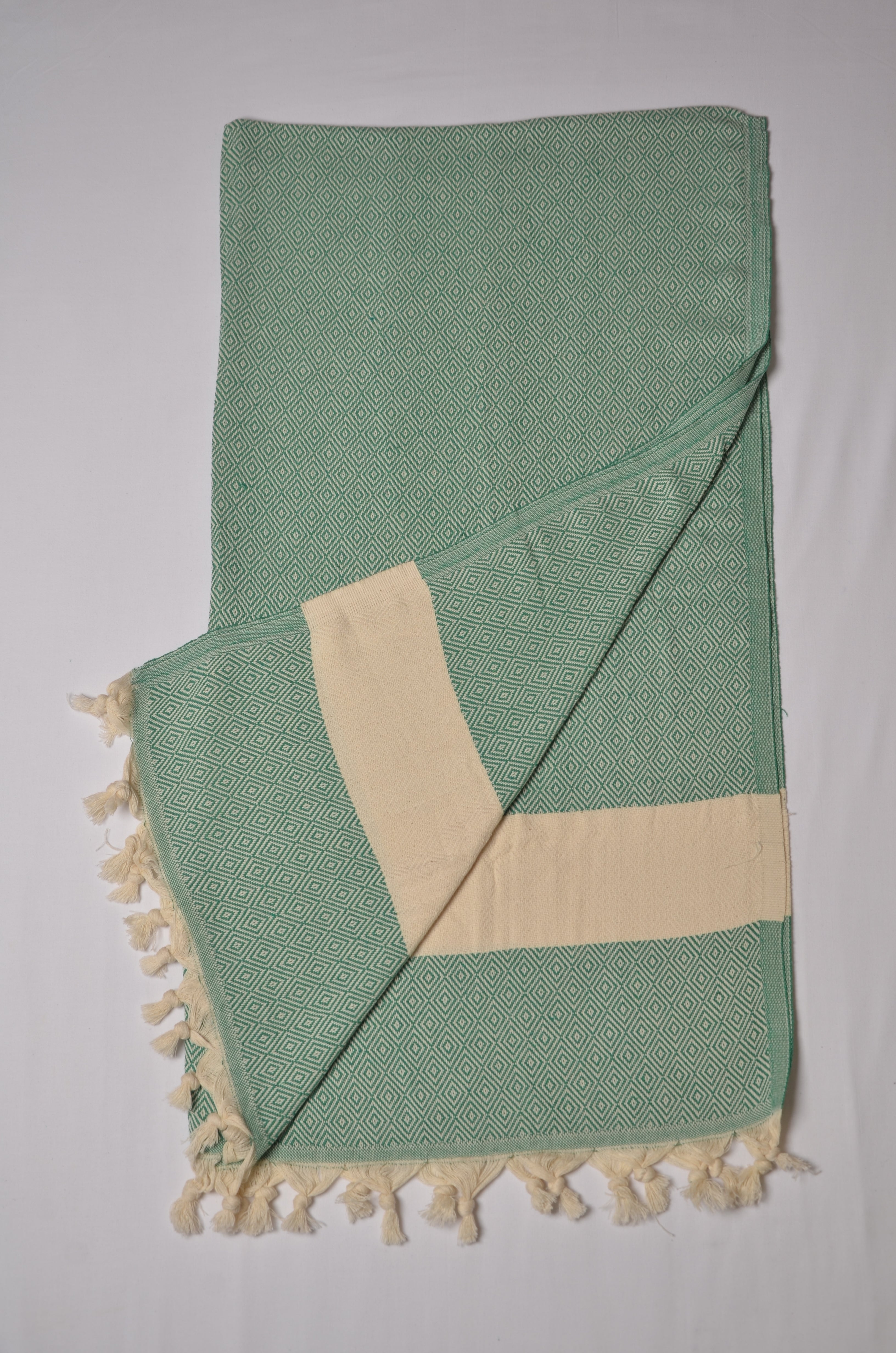 Diamond Green Turkish Bath Towels - Premium Cotton Turkish Beach Towel - Lightweight Turkish Picnic Blanket - KAFTHAN