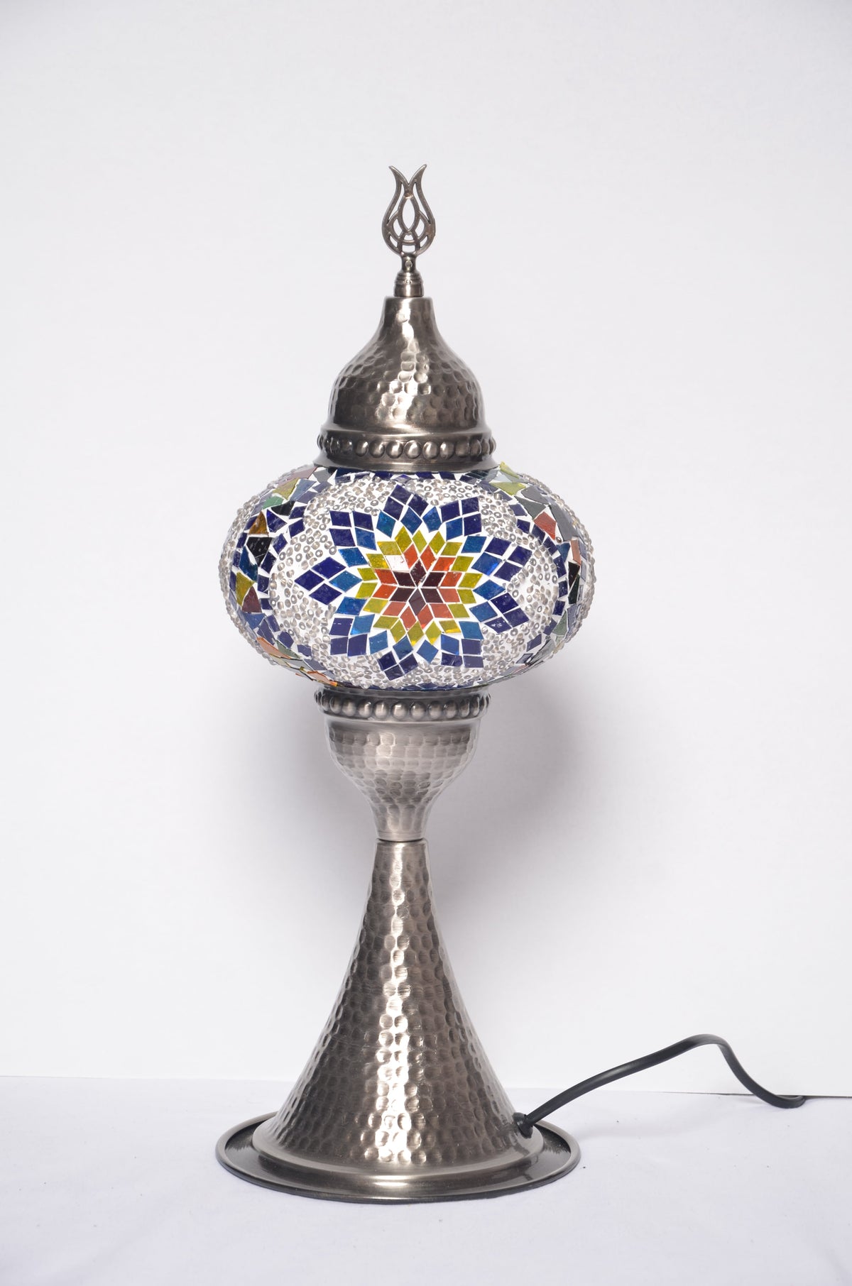 Elite Turkish Mosaic Glass Decorative Table Lamps - Multicolor Snow Flake - Unique Custom Moroccan Lamp Shades - KAFTHAN