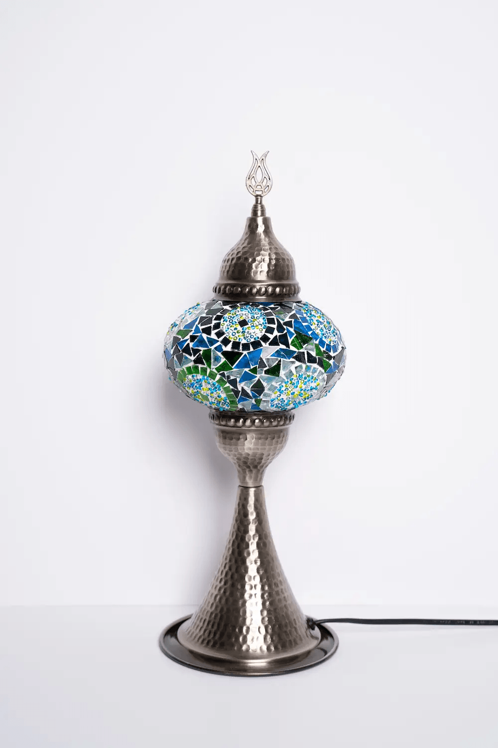 Elite Turkish Mosaic Glass Decorative Table Lamps - Turquoise Separated Circles - Unique Custom Moroccan Lamp Shades - KAFTHAN
