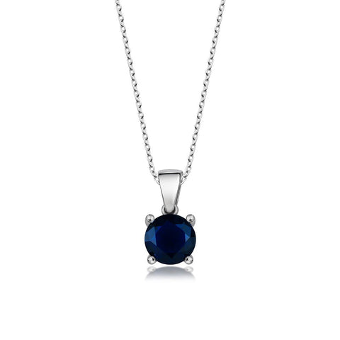 Sterling Silver Pendant Necklace - Round Cut Sapphire Necklace - Emerald Crystal Necklace With Zirconium Stones - KAFTHAN