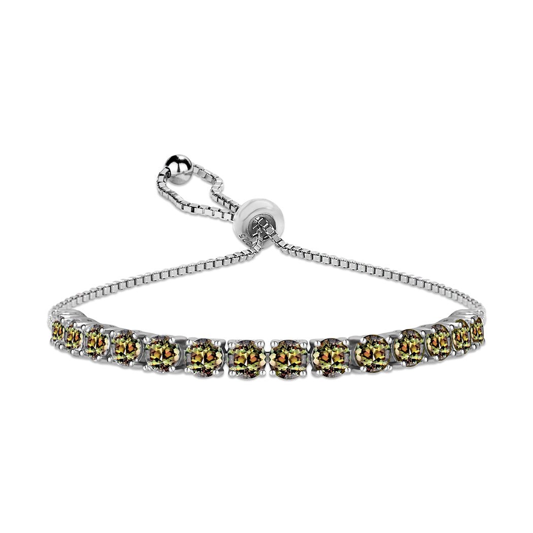 Sterling Silver Round Adjustable Tennis Bracelets - Emerald Bracelet - Sapphire And Cubic Zirconia Bracelet - Ruby Bracelet - KAFTHAN