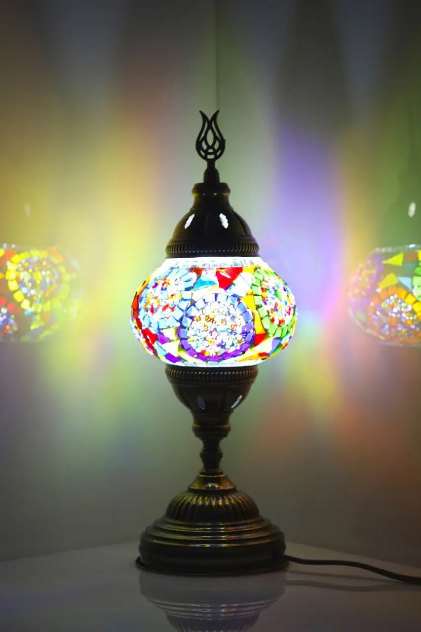Turkish Moroccan Mosaic Glass Lamp Multicolor Circles - KAFTHAN