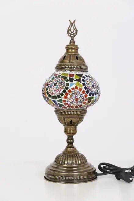 Turkish Moroccan Mosaic Glass Lamp Multicolor Circles - KAFTHAN