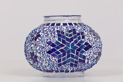 Turkish Mosaic Lamp Blue Separated Circles - Decorative Handmade Table Lamp - Unique Custom Moroccan Lamp Shades - KAFTHAN