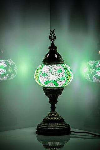 Turkish Mosaic Lamp Green Snow Flake - Decorative Handmade Table Lamp - Unique Custom Moroccan Lamp Shades - KAFTHAN