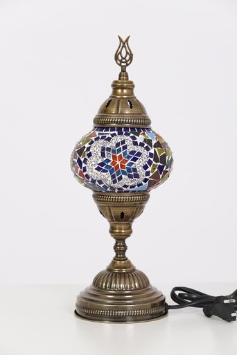Turkish Mosaic Lamp Multicolor Flower - Decorative Handmade Table Lamp - Unique Custom Moroccan Lamp Shades - KAFTHAN