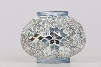 Turkish Mosaic Lamp White Center Snow Flake Decorative Handmade Table Lamp - Unique Custom Moroccan Lamp Shades - KAFTHAN