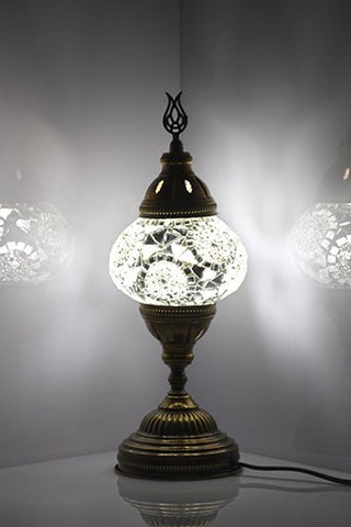Turkish Mosaic Lamp White Separated Circles - Decorative Handmade Table Lamp - Unique Custom Moroccan Lamp Shades - KAFTHAN