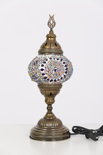 Turkish Mosaic Lamps Multicolor Center Circle - Decorative Handmade Table Lamp - Unique Custom Moroccan Lamp Shades - KAFTHAN